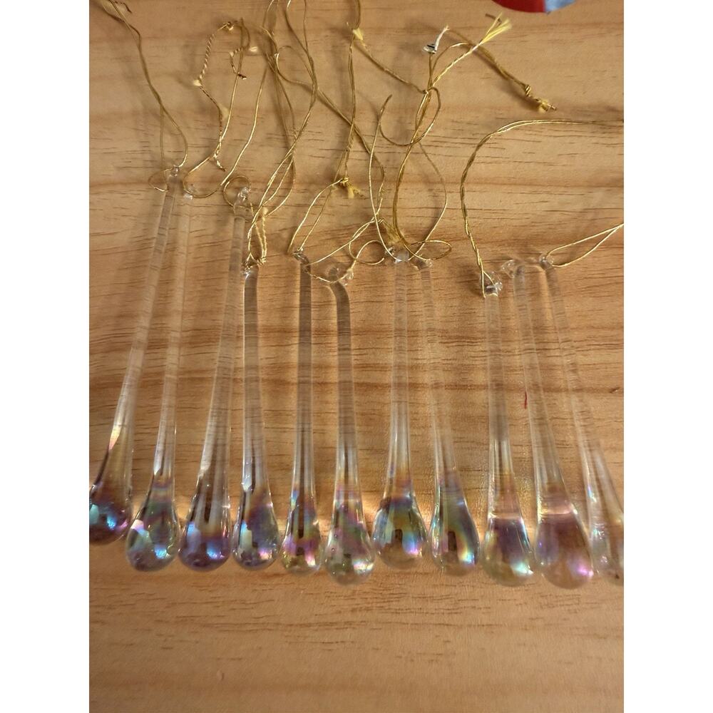 Vintage Glass Icicle Tear Drop Ornaments Multiple Sizes 11 Pieces